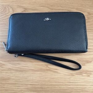 Roots Black Leather Wristlet Wallet